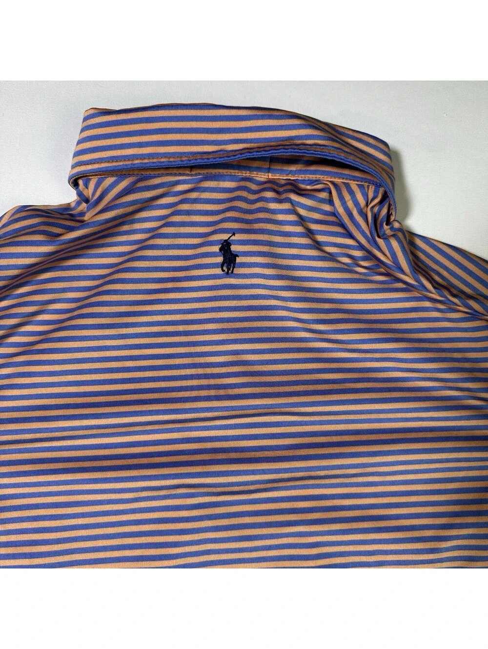 Polo Ralph Lauren Performance Striped Polo Shirt Boys Large 14-16 Orange Blue